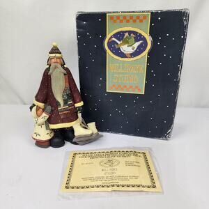 Williraye Studio Male & Child "Let's Skate" 8" Santa Figurine 2002 WW2419 w/Box